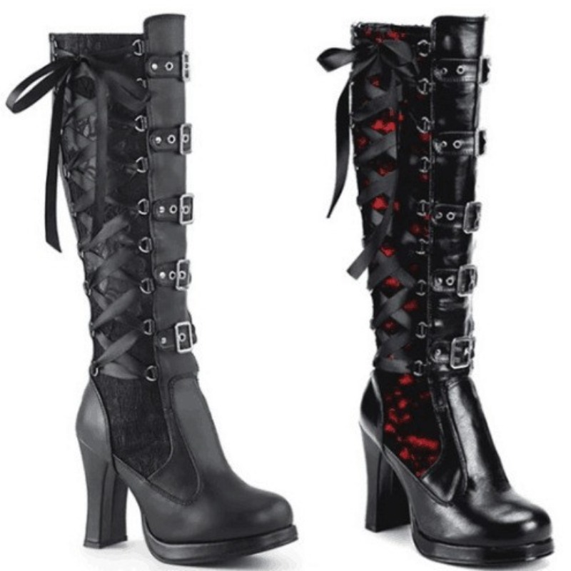 Pipe Bending Spring - Punk Gothic Style Women's Knee High