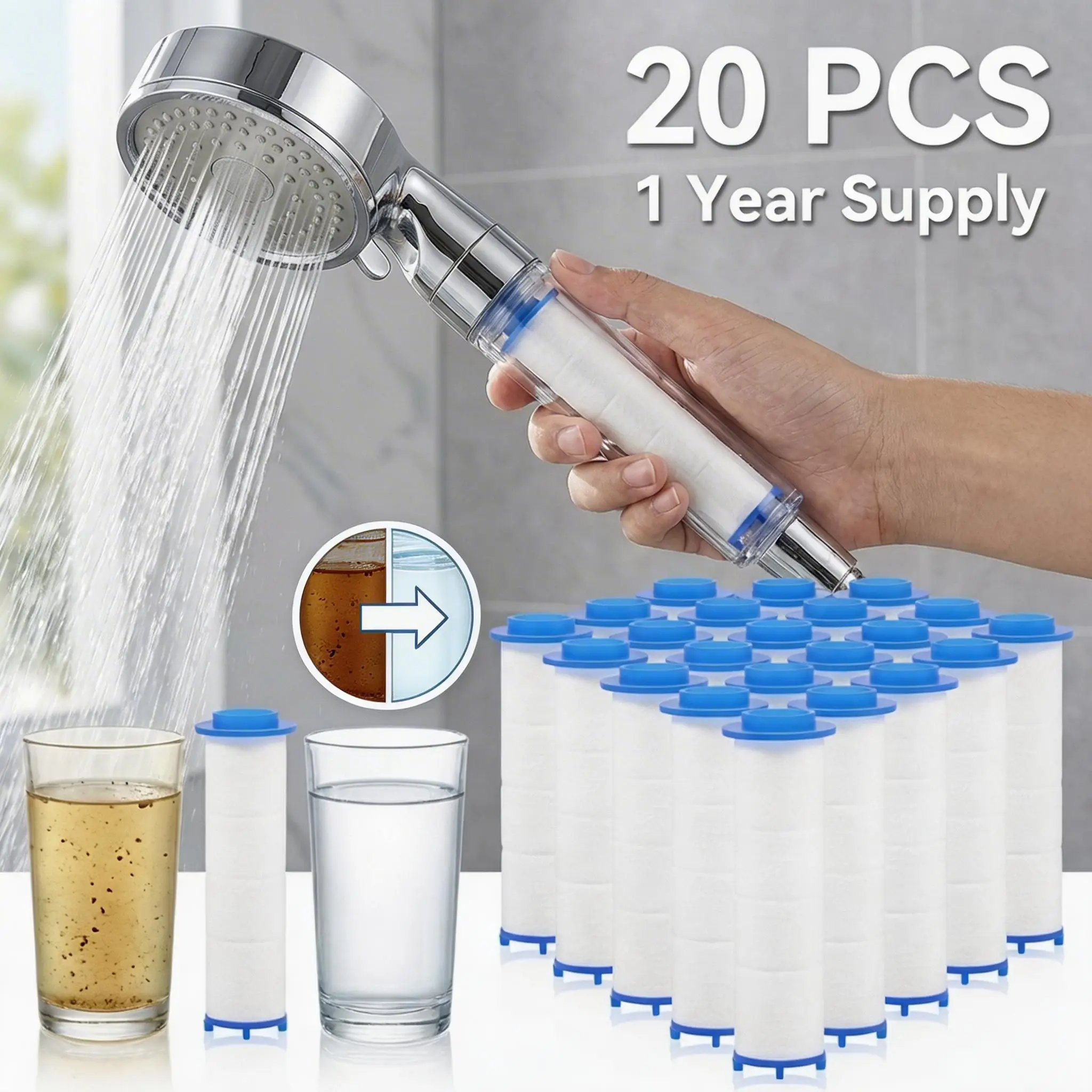 Shower Valve Cartridge - 20Pcs Shower Head Filter PP Cotton