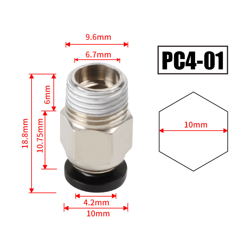 10pcs/lot PC4-M10 Pneumatic Co - Ptfe Tape Thread recension och pris
