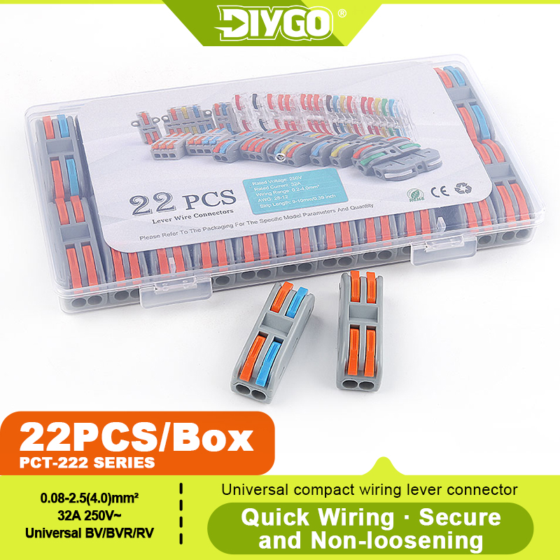 DIY GO 22PCS Lever Wire Connec - Push Fit Connector recension och pris